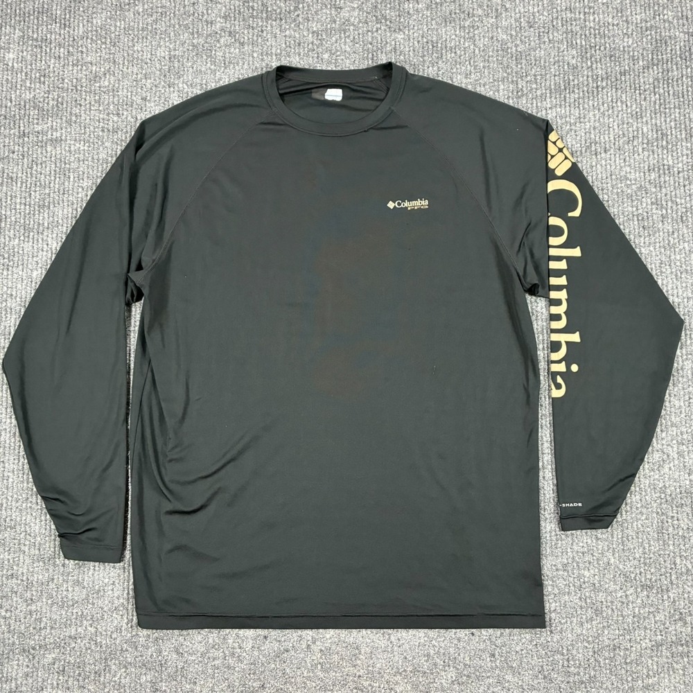 Columbia PFG Omni-Shade Shirt Mens XL Black Gold Long Sleeve Fishing Y2K